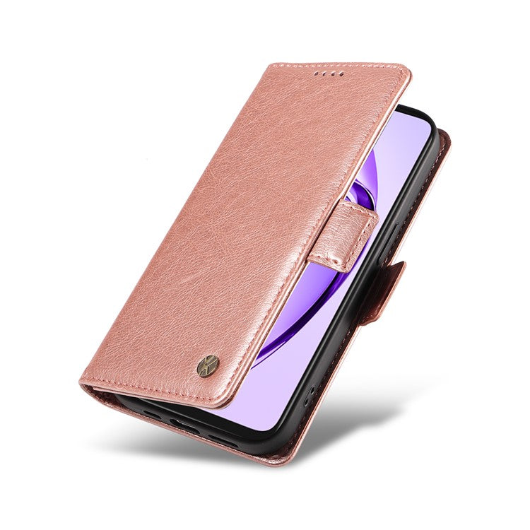 YIKATU YK-007 For Oppo A3x 4G / 5G (India) / A3 4G / 5G / A60 5G / A40 4G / A40M 4G Case Side Buckle PU Leather Phone Cover Litchi Texture - Rose Gold
