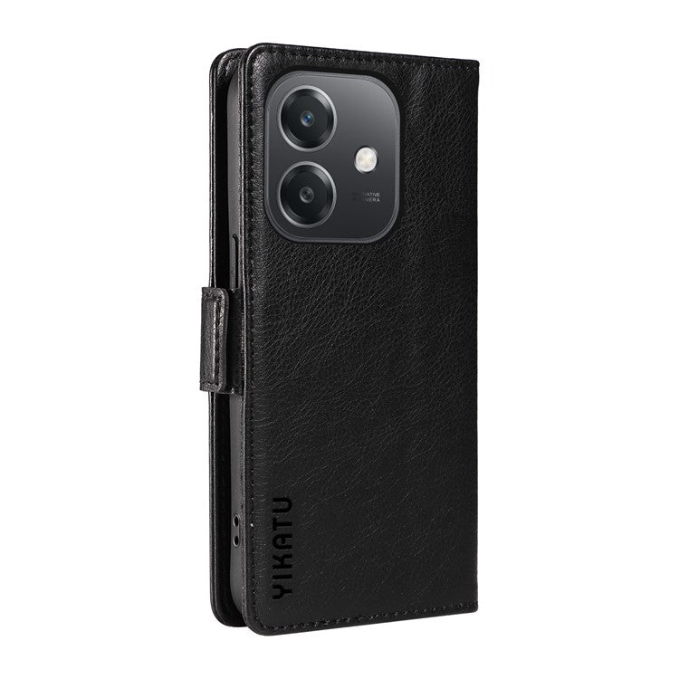 YIKATU YK-007 For Oppo A3x 4G / 5G (India) / A3 4G / 5G / A60 5G / A40 4G / A40M 4G Case Side Buckle PU Leather Phone Cover Litchi Texture - Black