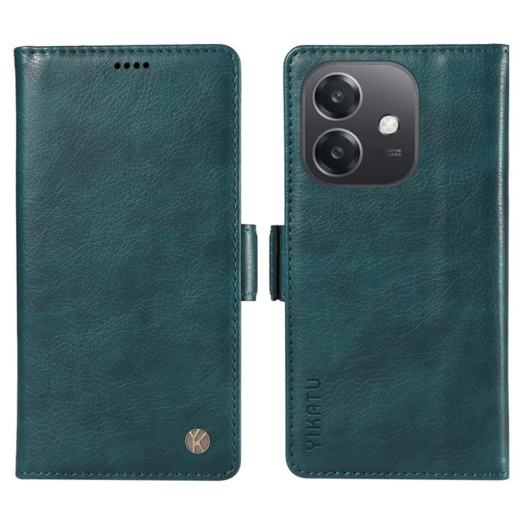 YIKATU YK-007 For Oppo A3x 4G / 5G (India) / A3 4G / 5G / A60 5G / A40 4G / A40M 4G Case Side Buckle PU Leather Phone Cover Litchi Texture - Blue