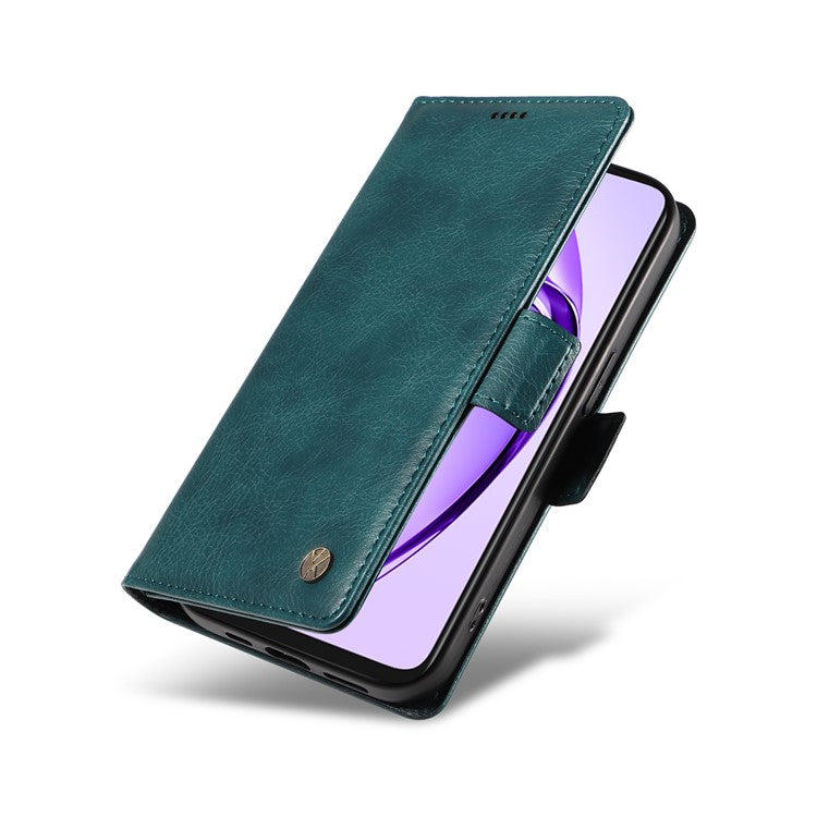 YIKATU YK-007 For Oppo A3x 4G / 5G (India) / A3 4G / 5G / A60 5G / A40 4G / A40M 4G Case Side Buckle PU Leather Phone Cover Litchi Texture - Blue