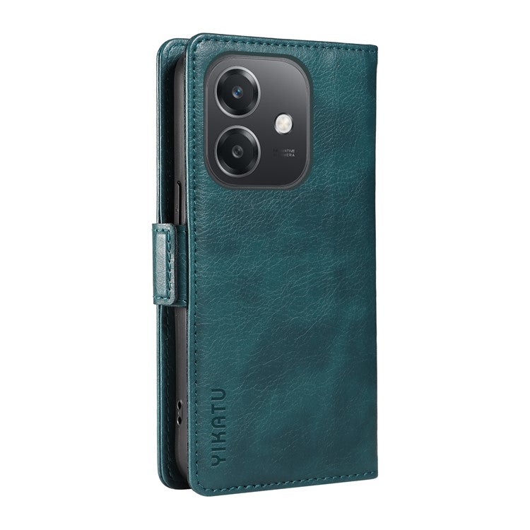 YIKATU YK-007 For Oppo A3x 4G / 5G (India) / A3 4G / 5G / A60 5G / A40 4G / A40M 4G Case Side Buckle PU Leather Phone Cover Litchi Texture - Blue