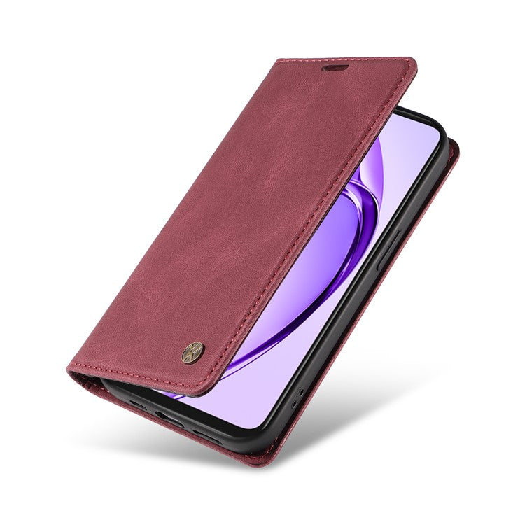 YIKATU YK-004 For Oppo A3x 4G / 5G (India) / A3 4G / 5G / A60 5G / A40 4G / A40M 4G Case Leather Skin-Touch Phone Cover Magnetic Auto-Absorbed - Wine Red