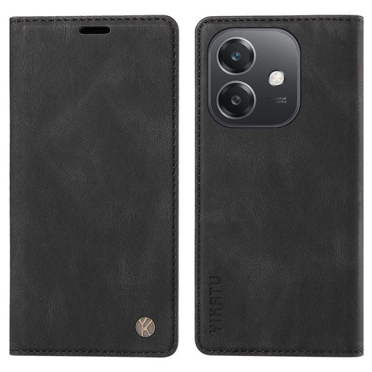 YIKATU YK-004 For Oppo A3x 4G / 5G (India) / A3 4G / 5G / A60 5G / A40 4G / A40M 4G Case Leather Skin-Touch Phone Cover Magnetic Auto-Absorbed - Black