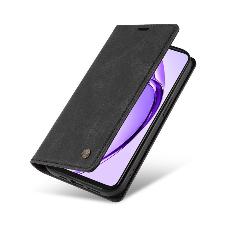 YIKATU YK-004 For Oppo A3x 4G / 5G (India) / A3 4G / 5G / A60 5G / A40 4G / A40M 4G Case Leather Skin-Touch Phone Cover Magnetic Auto-Absorbed - Black