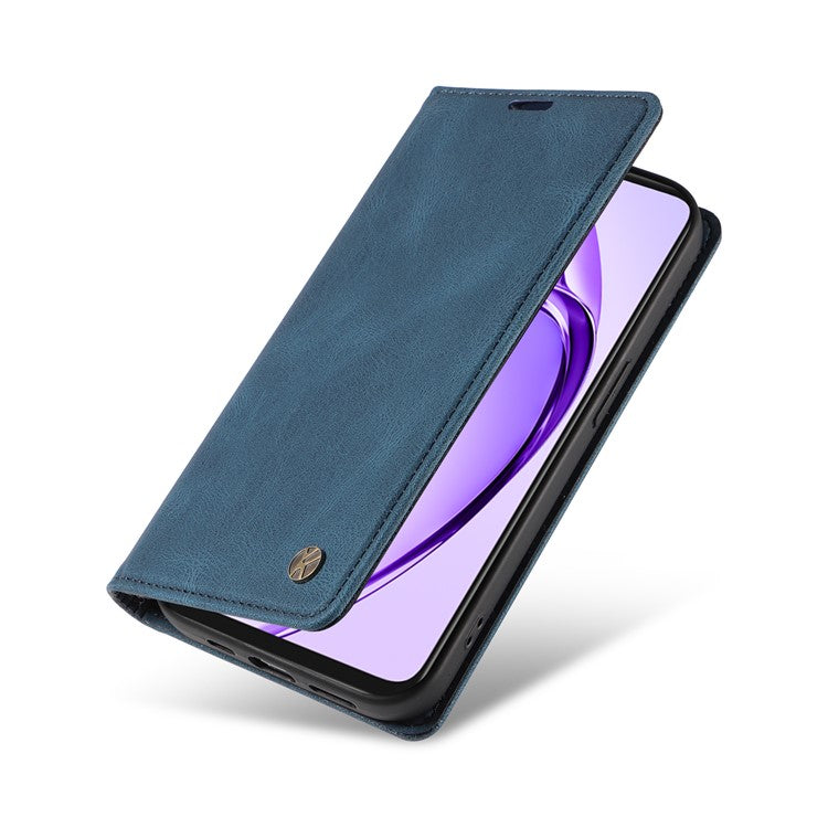 YIKATU YK-004 For Oppo A3x 4G / 5G (India) / A3 4G / 5G / A60 5G / A40 4G / A40M 4G Case Leather Skin-Touch Phone Cover Magnetic Auto-Absorbed - Blue