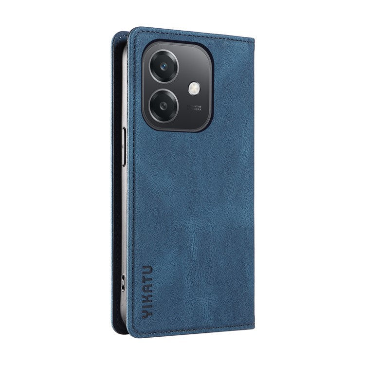 YIKATU YK-004 For Oppo A3x 4G / 5G (India) / A3 4G / 5G / A60 5G / A40 4G / A40M 4G Case Leather Skin-Touch Phone Cover Magnetic Auto-Absorbed - Blue