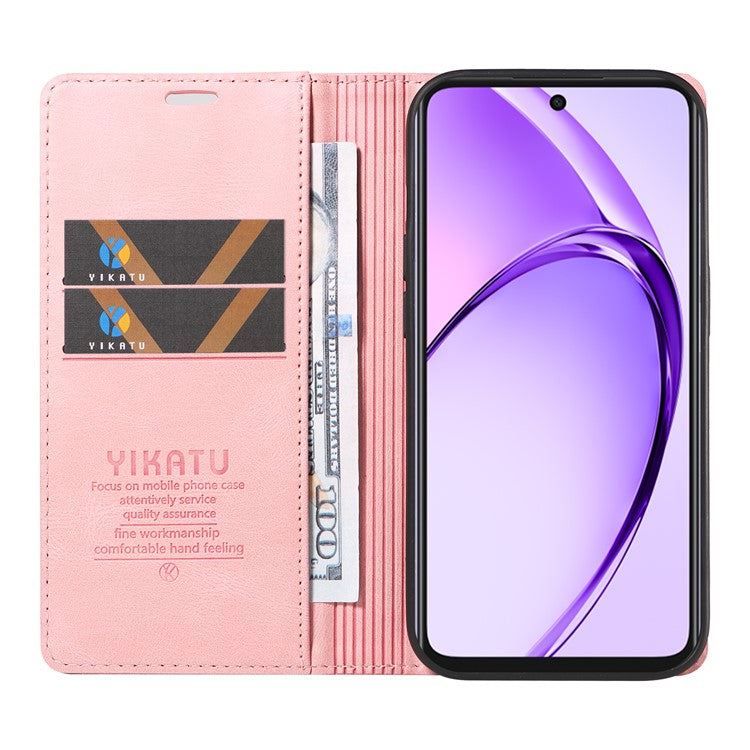 YIKATU YK-004 For Oppo A3x 4G / 5G (India) / A3 4G / 5G / A60 5G / A40 4G / A40M 4G Case Leather Skin-Touch Phone Cover Magnetic Auto-Absorbed - Pink