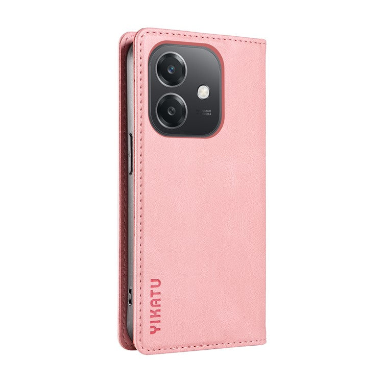 YIKATU YK-004 For Oppo A3x 4G / 5G (India) / A3 4G / 5G / A60 5G / A40 4G / A40M 4G Case Leather Skin-Touch Phone Cover Magnetic Auto-Absorbed - Pink