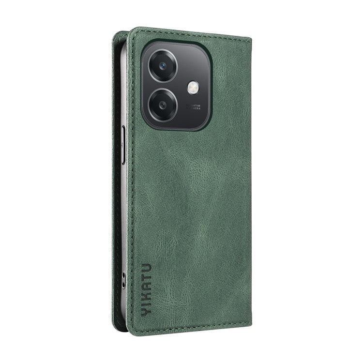 YIKATU YK-004 For Oppo A3x 4G / 5G (India) / A3 4G / 5G / A60 5G / A40 4G / A40M 4G Case Leather Skin-Touch Phone Cover Magnetic Auto-Absorbed - Green
