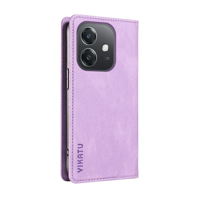 YIKATU YK-004 For Oppo A3x 4G / 5G (India) / A3 4G / 5G / A60 5G / A40 4G / A40M 4G Case Leather Skin-Touch Phone Cover Magnetic Auto-Absorbed - Purple