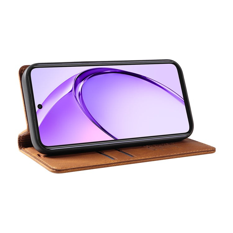 YIKATU YK-004 For Oppo A3x 4G / 5G (India) / A3 4G / 5G / A60 5G / A40 4G / A40M 4G Case Leather Skin-Touch Phone Cover Magnetic Auto-Absorbed - Brown