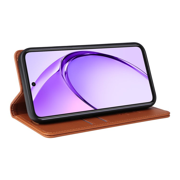 YIKATU YK-001 For Oppo A3x 4G / 5G (India) / A3 4G / 5G / A60 5G / A40 4G / A40M 4G Case Stand Leather Phone Cover Strong Magnetic Closure - Brown