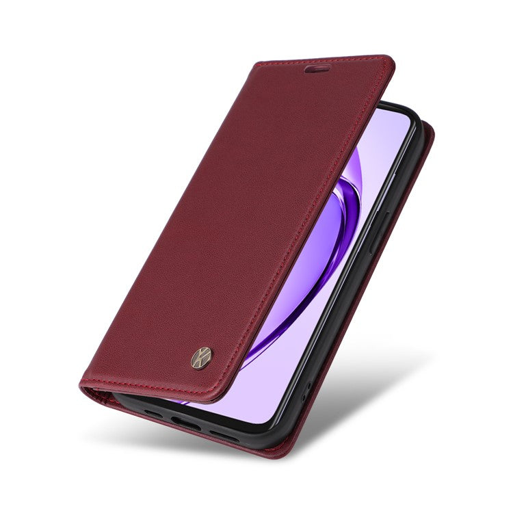 YIKATU YK-001 For Oppo A3x 4G / 5G (India) / A3 4G / 5G / A60 5G / A40 4G / A40M 4G Case Stand Leather Phone Cover Strong Magnetic Closure - Wine Red