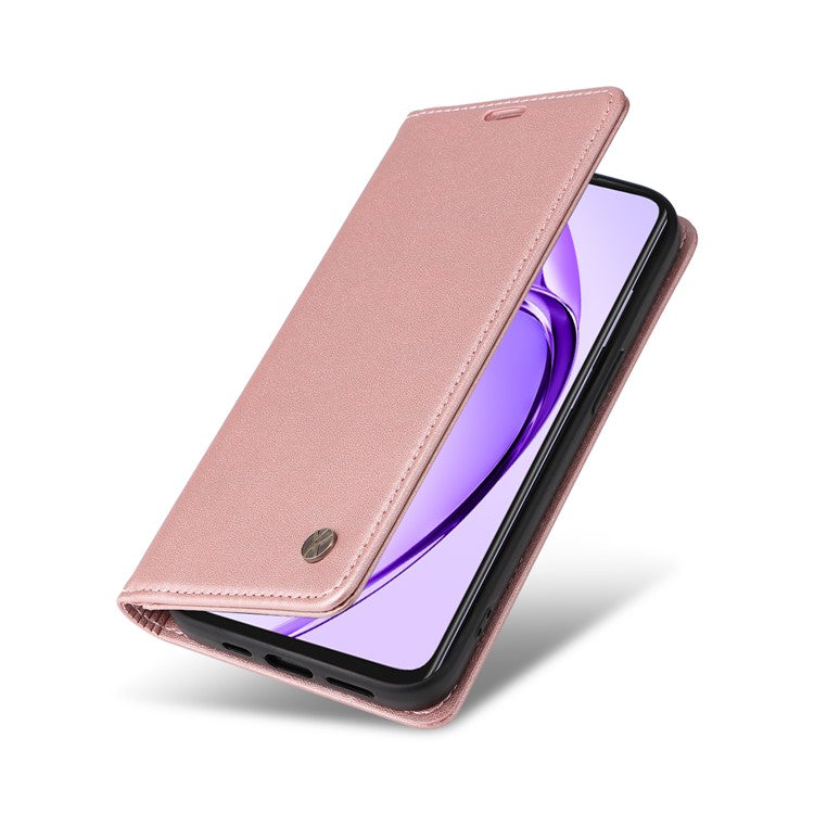 YIKATU YK-001 For Oppo A3x 4G / 5G (India) / A3 4G / 5G / A60 5G / A40 4G / A40M 4G Case Stand Leather Phone Cover Strong Magnetic Closure - Rose Gold