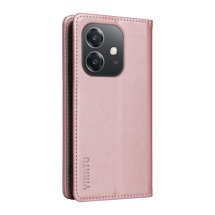 YIKATU YK-001 For Oppo A3x 4G / 5G (India) / A3 4G / 5G / A60 5G / A40 4G / A40M 4G Case Stand Leather Phone Cover Strong Magnetic Closure - Rose Gold