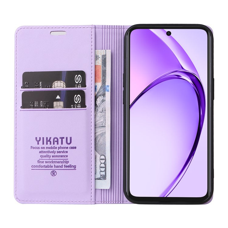 YIKATU YK-001 For Oppo A3x 4G / 5G (India) / A3 4G / 5G / A60 5G / A40 4G / A40M 4G Case Stand Leather Phone Cover Strong Magnetic Closure - Light Purple