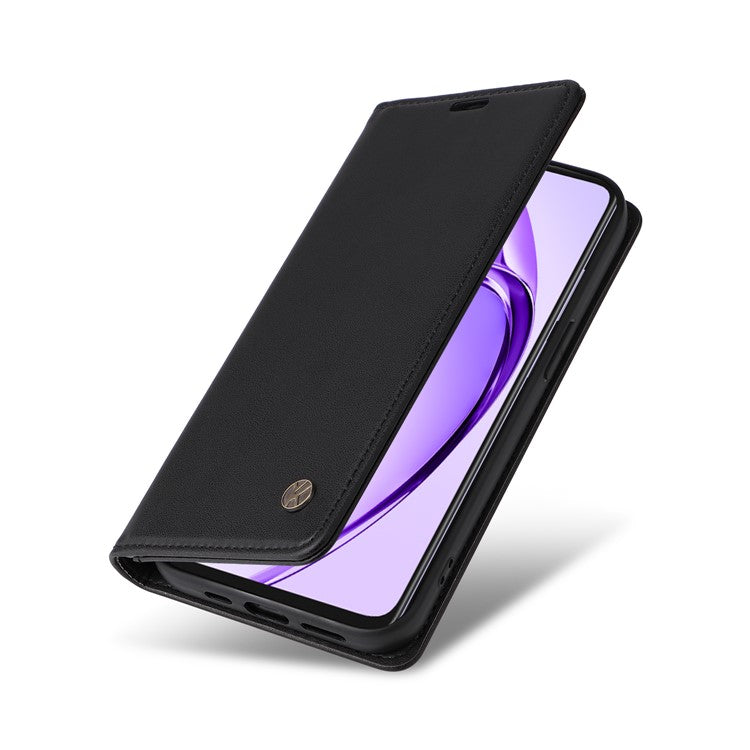 YIKATU YK-001 For Oppo A3x 4G / 5G (India) / A3 4G / 5G / A60 5G / A40 4G / A40M 4G Case Stand Leather Phone Cover Strong Magnetic Closure - Black