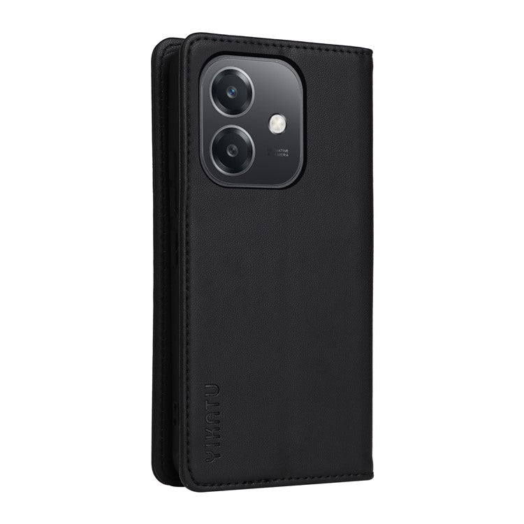 YIKATU YK-001 For Oppo A3x 4G / 5G (India) / A3 4G / 5G / A60 5G / A40 4G / A40M 4G Case Stand Leather Phone Cover Strong Magnetic Closure - Black