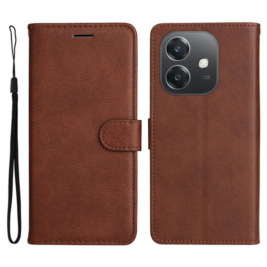 KT Leather Series-2 for Oppo A3x 4G / 5G (India) / A3 4G / 5G / A60 5G / A40 4G / A40M 4G Case Solid Color Leather Phone Cover Wallet Stand - Brown