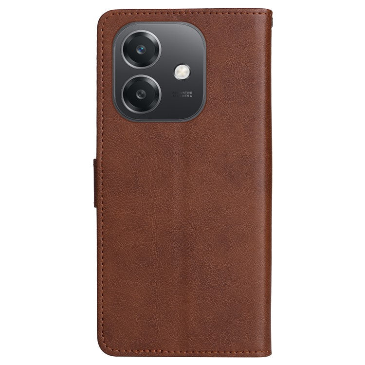 KT Leather Series-2 for Oppo A3x 4G / 5G (India) / A3 4G / 5G / A60 5G / A40 4G / A40M 4G Case Solid Color Leather Phone Cover Wallet Stand - Brown