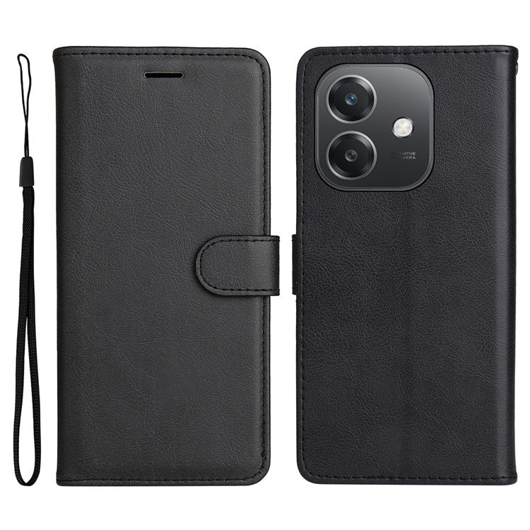 KT Leather Series-2 for Oppo A3x 4G / 5G (India) / A3 4G / 5G / A60 5G / A40 4G / A40M 4G Case Solid Color Leather Phone Cover Wallet Stand - Black