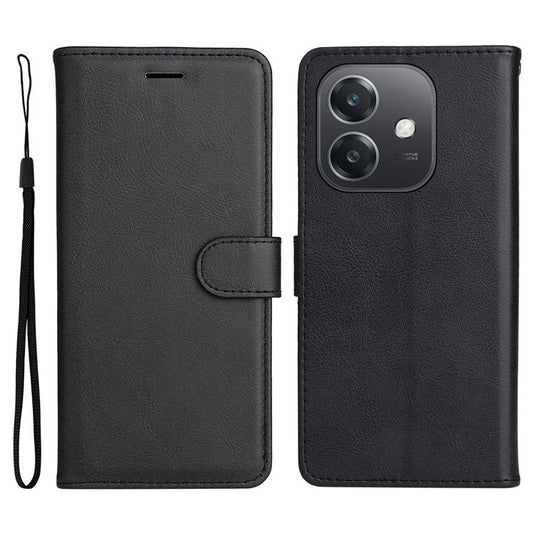 KT Leather Series-2 for Oppo A3x 4G / 5G (India) / A3 4G / 5G / A60 5G / A40 4G / A40M 4G Case Solid Color Leather Phone Cover Wallet Stand - Black