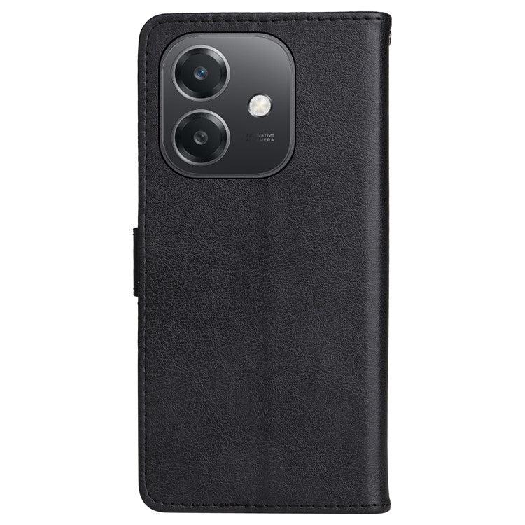 KT Leather Series-2 for Oppo A3x 4G / 5G (India) / A3 4G / 5G / A60 5G / A40 4G / A40M 4G Case Solid Color Leather Phone Cover Wallet Stand - Black