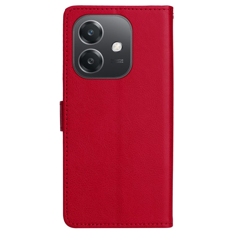 KT Leather Series-2 for Oppo A3x 4G / 5G (India) / A3 4G / 5G / A60 5G / A40 4G / A40M 4G Case Solid Color Leather Phone Cover Wallet Stand - Red