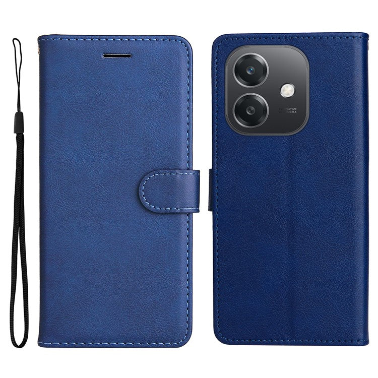KT Leather Series-2 for Oppo A3x 4G / 5G (India) / A3 4G / 5G / A60 5G / A40 4G / A40M 4G Case Solid Color Leather Phone Cover Wallet Stand - Blue