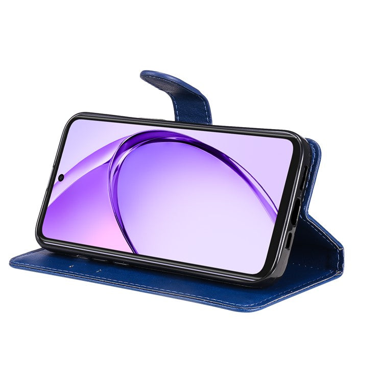 KT Leather Series-2 for Oppo A3x 4G / 5G (India) / A3 4G / 5G / A60 5G / A40 4G / A40M 4G Case Solid Color Leather Phone Cover Wallet Stand - Blue