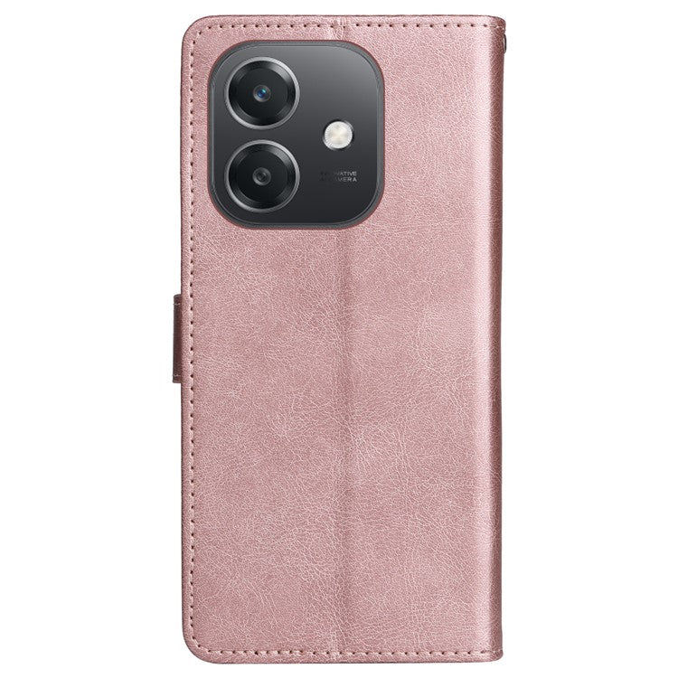 KT Leather Series-2 for Oppo A3x 4G / 5G (India) / A3 4G / 5G / A60 5G / A40 4G / A40M 4G Case Solid Color Leather Phone Cover Wallet Stand - Rose Gold