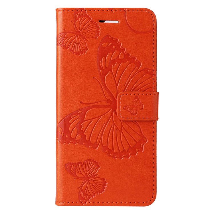 KT Imprinting Flower Series-2 For Oppo A3x 4G / 5G (India) / A3 4G / 5G / A60 5G / A40 4G / A40M 4G Case Butterfly Leather Phone Cover - Orange