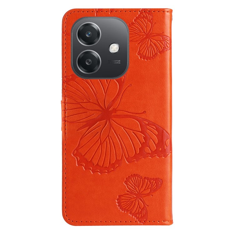 KT Imprinting Flower Series-2 For Oppo A3x 4G / 5G (India) / A3 4G / 5G / A60 5G / A40 4G / A40M 4G Case Butterfly Leather Phone Cover - Orange