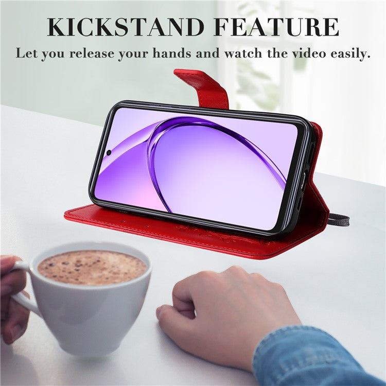 KT Imprinting Flower Series-2 For Oppo A3x 4G / 5G (India) / A3 4G / 5G / A60 5G / A40 4G / A40M 4G Case Butterfly Leather Phone Cover - Red