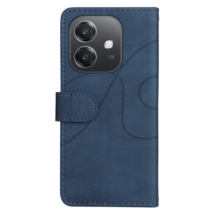 KT Leather Series-1 For Oppo A3x 4G / 5G (India) / A3 4G / 5G / A60 5G / A40 4G / A40M 4G Leather Case Color Splicing Phone Cover Wallet Stand - Blue