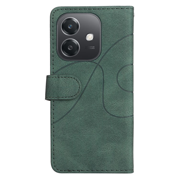 KT Leather Series-1 For Oppo A3x 4G / 5G (India) / A3 4G / 5G / A60 5G / A40 4G / A40M 4G Leather Case Color Splicing Phone Cover Wallet Stand - Green
