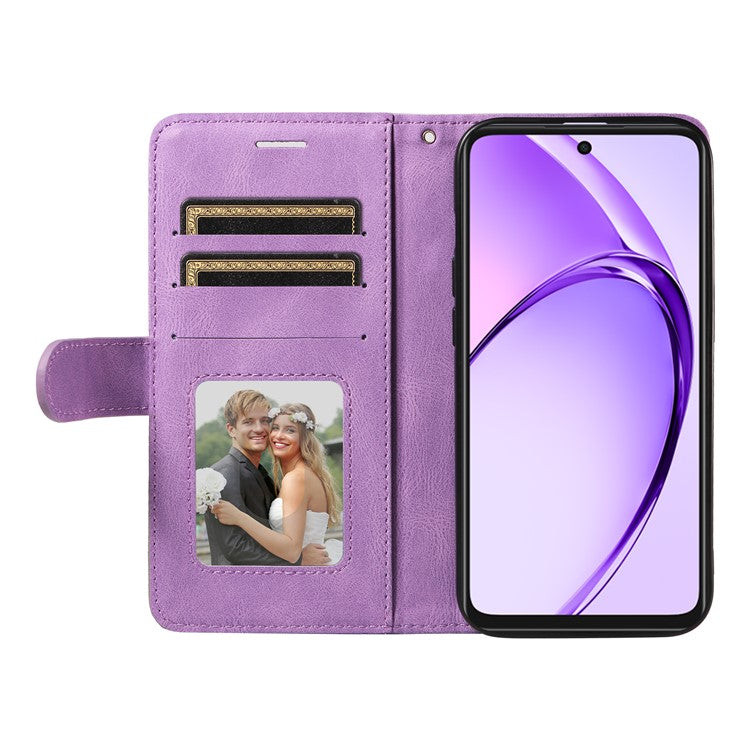 KT Leather Series-1 For Oppo A3x 4G / 5G (India) / A3 4G / 5G / A60 5G / A40 4G / A40M 4G Leather Case Color Splicing Phone Cover Wallet Stand - Light Purple