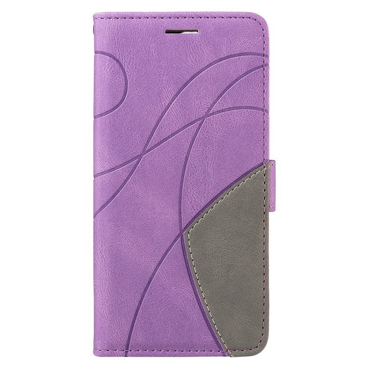 KT Leather Series-1 For Oppo A3x 4G / 5G (India) / A3 4G / 5G / A60 5G / A40 4G / A40M 4G Leather Case Color Splicing Phone Cover Wallet Stand - Light Purple