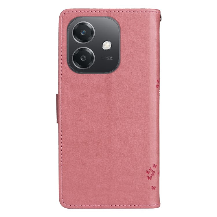 KT Imprinting Flower Series-3 For Oppo A3x 4G / 5G (India) / A3 4G / 5G / A60 5G / A40 4G / A40M 4G Case Cat Tree Pattern Flip Leather Phone Cover - Pink