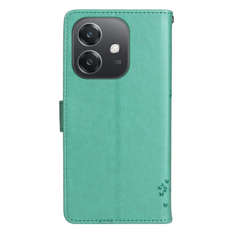 KT Imprinting Flower Series-3 For Oppo A3x 4G / 5G (India) / A3 4G / 5G / A60 5G / A40 4G / A40M 4G Case Cat Tree Pattern Flip Leather Phone Cover - Green