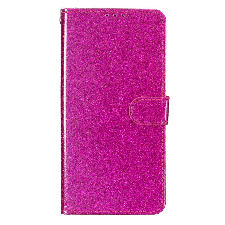 For Samsung Galaxy S25+ Wallet Case Glitter Anti-Scratch Leather Phone Cover Stand - Rose