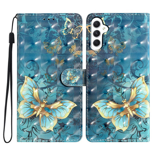 For Samsung Galaxy S25 Case PU Leather 3D Pattern Printing Wallet Phone Cover - Butterfly