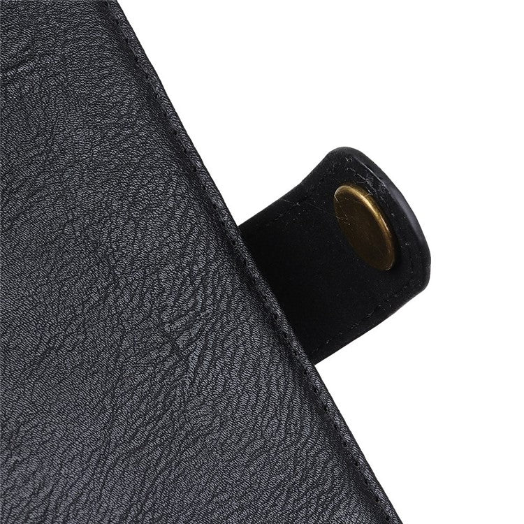 KHAZNEH Phone Wallet Case For Motorola Edge 30 Neo 5G / Edge 30 Lite, Anti-wear Phone Shell Cowhide Texture PU Leather Stand Shockproof Flip Cover - Black