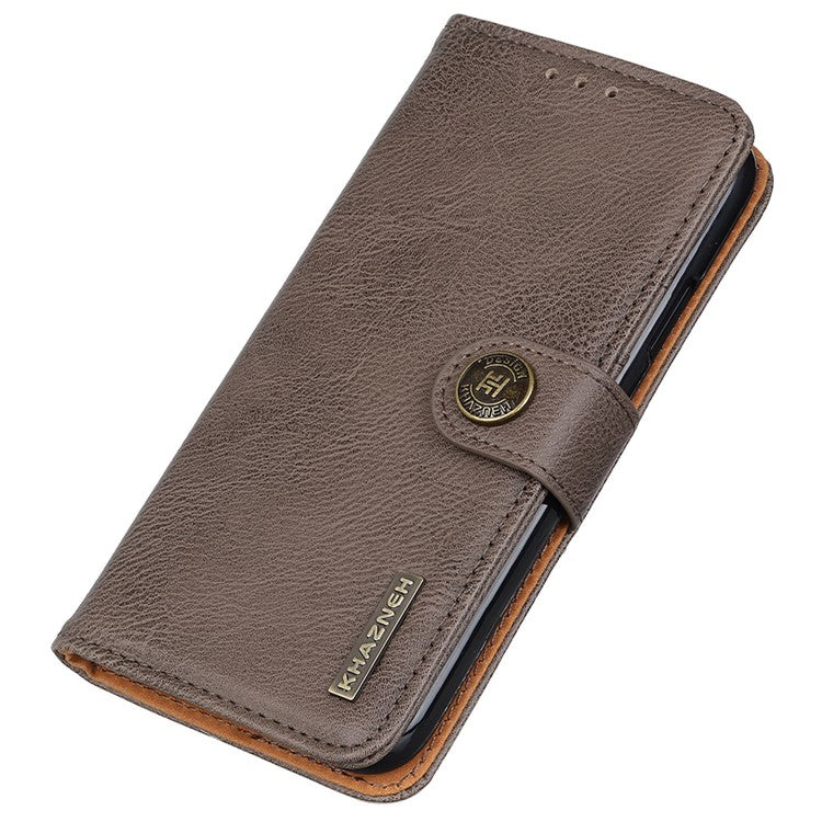 KHAZNEH Phone Wallet Case For Motorola Edge 30 Neo 5G / Edge 30 Lite, Anti-wear Phone Shell Cowhide Texture PU Leather Stand Shockproof Flip Cover - Khaki