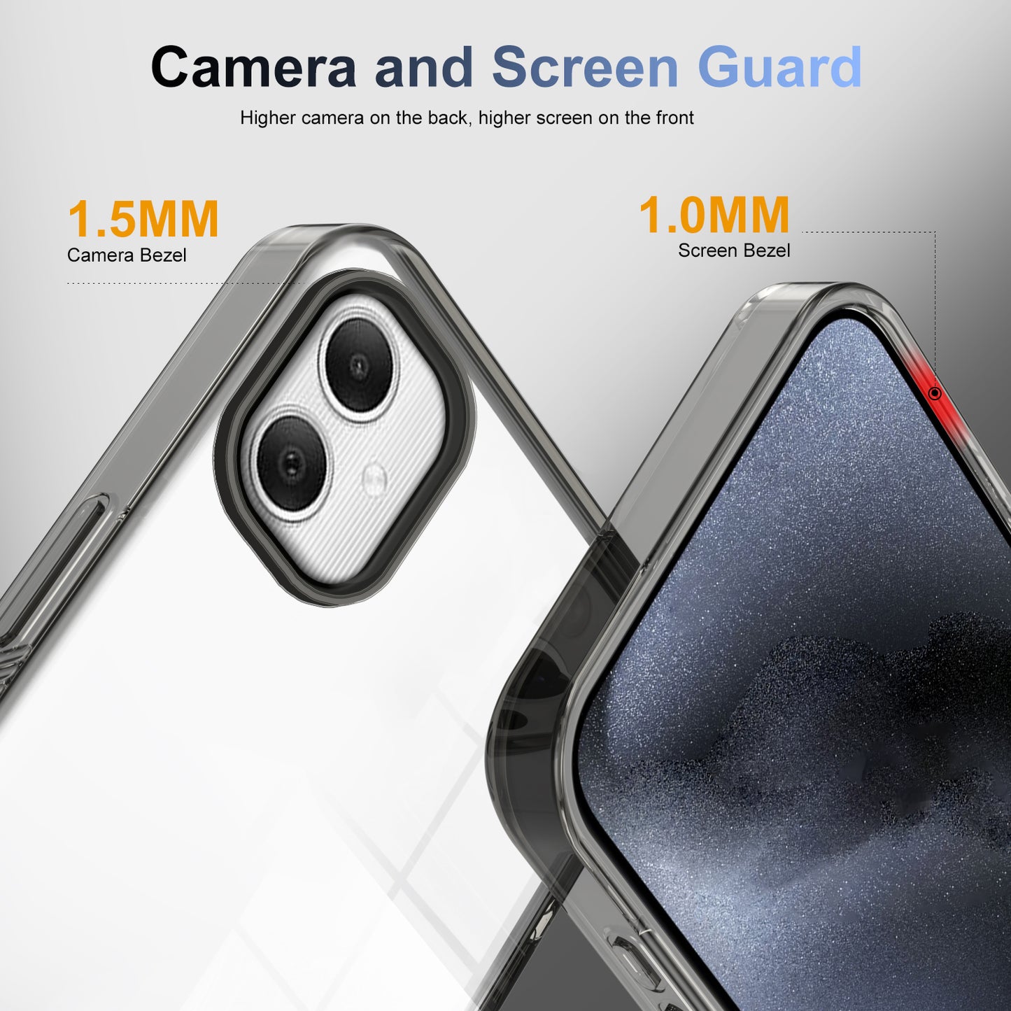 For Samsung Galaxy A06 Clear Phone Case TPU+PC Anti-Slip Drop-Proof Back Cover - Black