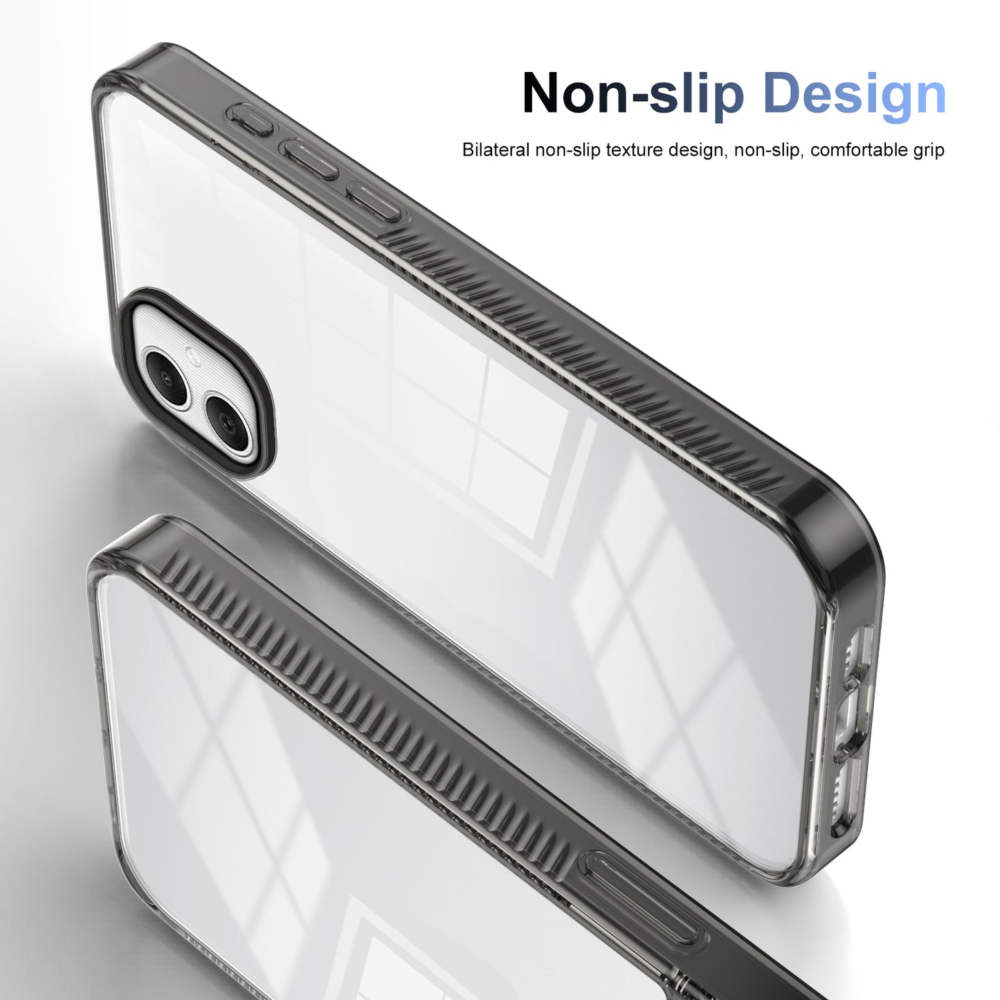 For Samsung Galaxy A06 Clear Phone Case TPU+PC Anti-Slip Drop-Proof Back Cover - Black