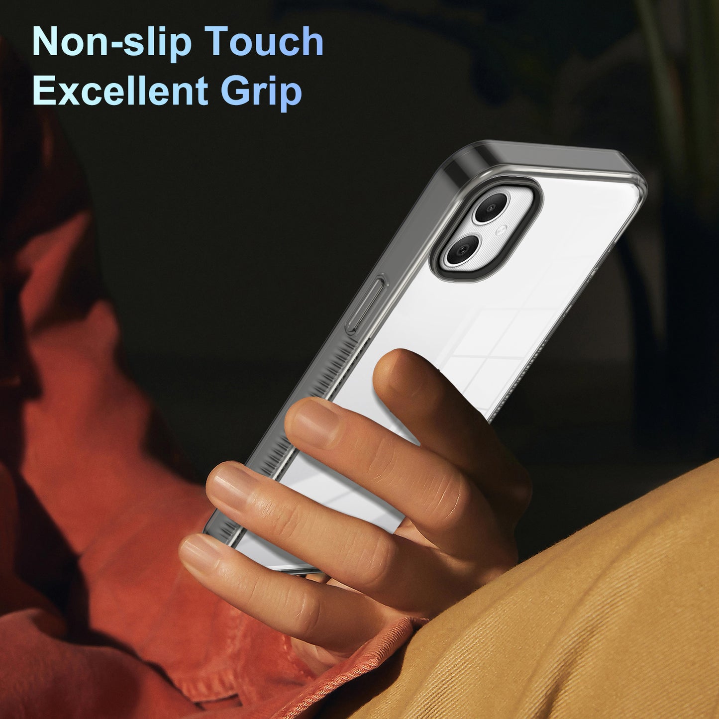 For Samsung Galaxy A06 Clear Phone Case TPU+PC Anti-Slip Drop-Proof Back Cover - Black