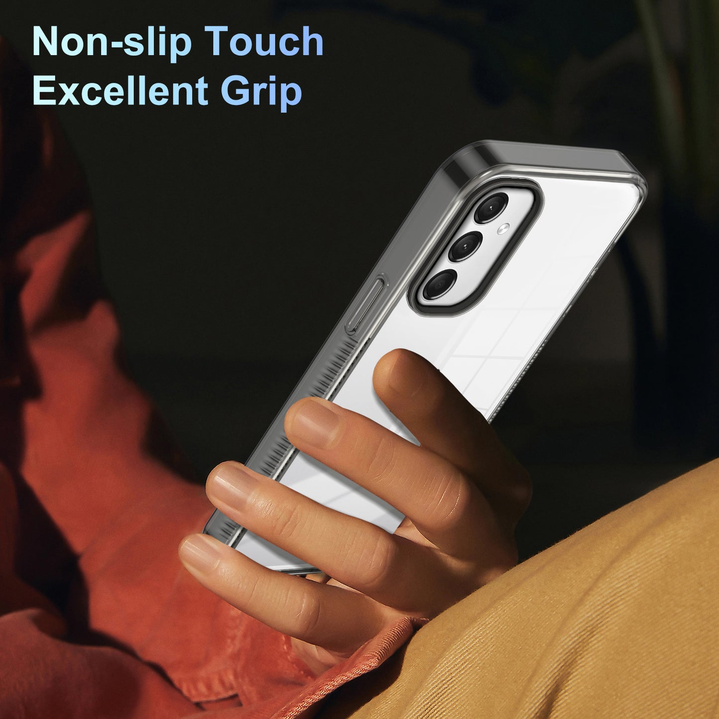 For Samsung Galaxy A16 5G / A16 4G Clear Phone Case TPU+PC Anti-Slip Drop-Proof Back Cover - Black