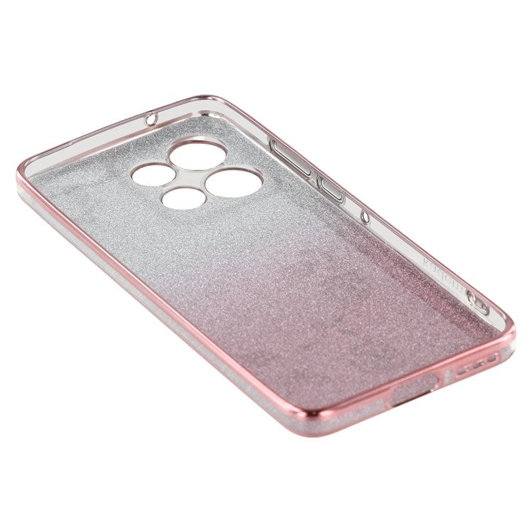 KADEM For Motorola Edge 50 Neo 5G / Moto S50 5G / Thinkphone 25 5G Case Ring Kickstand TPU Flowers Phone Cover Gradient Glitter - Rose Gold