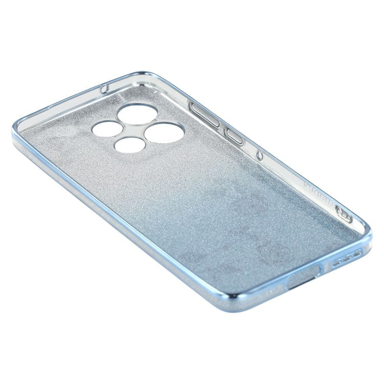 KADEM For Motorola Edge 50 Neo 5G / Moto S50 5G / Thinkphone 25 5G Case Ring Kickstand TPU Flowers Phone Cover Gradient Glitter - Blue